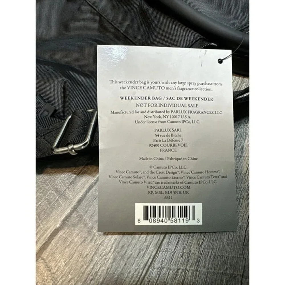 Vince Camuto Weekender Bag Black Tote Travel Packable Zip NEW‎